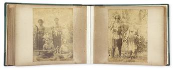 (FIJI, TASMANIA, OCEANIA--EARLY PHOTOGRAPHS.) Album containing 57 mounted albumens of Oceanic peoples and locations,